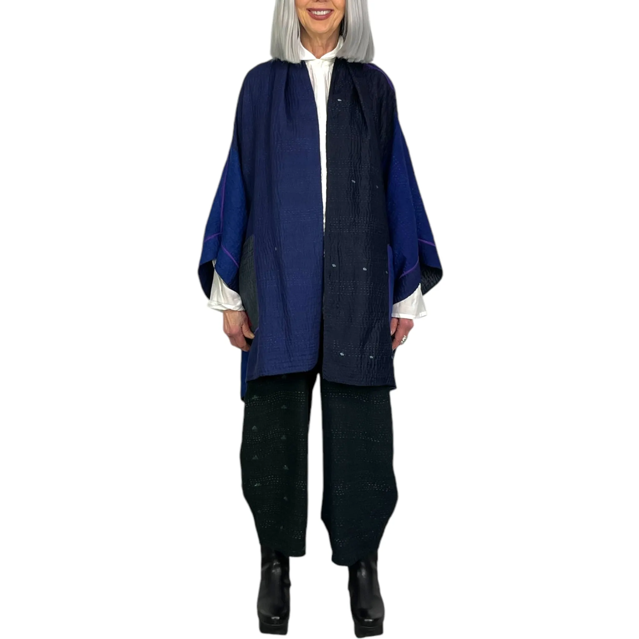 JAIPUR PATCH DOUBLE COLLAR PONCHO