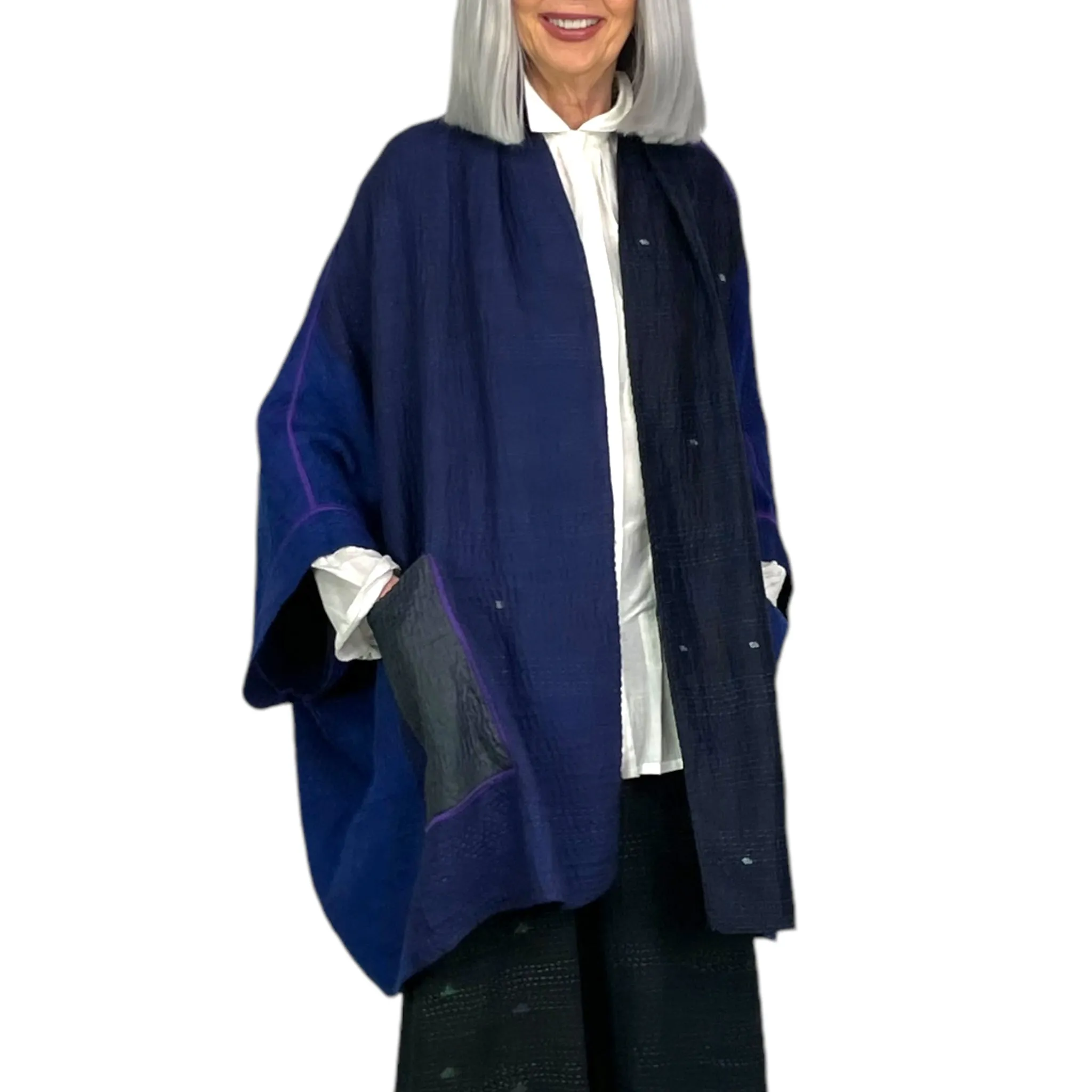 JAIPUR PATCH DOUBLE COLLAR PONCHO