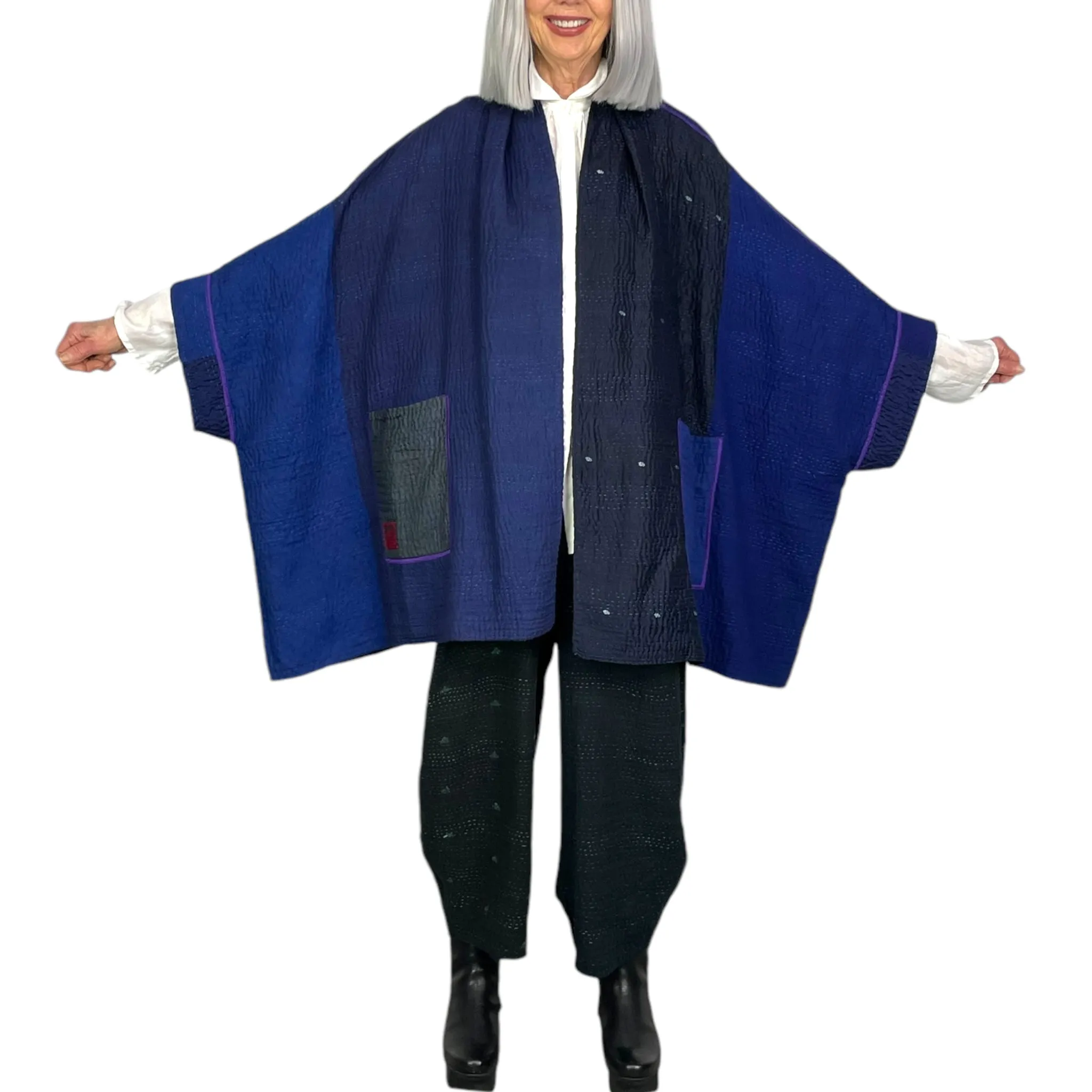 JAIPUR PATCH DOUBLE COLLAR PONCHO