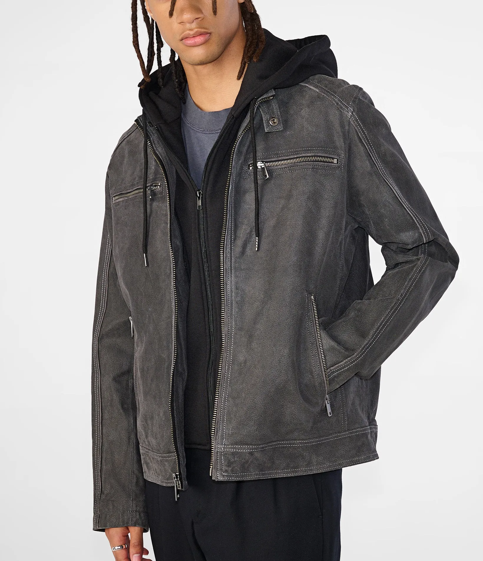 Jake Hooded Leather Jacket