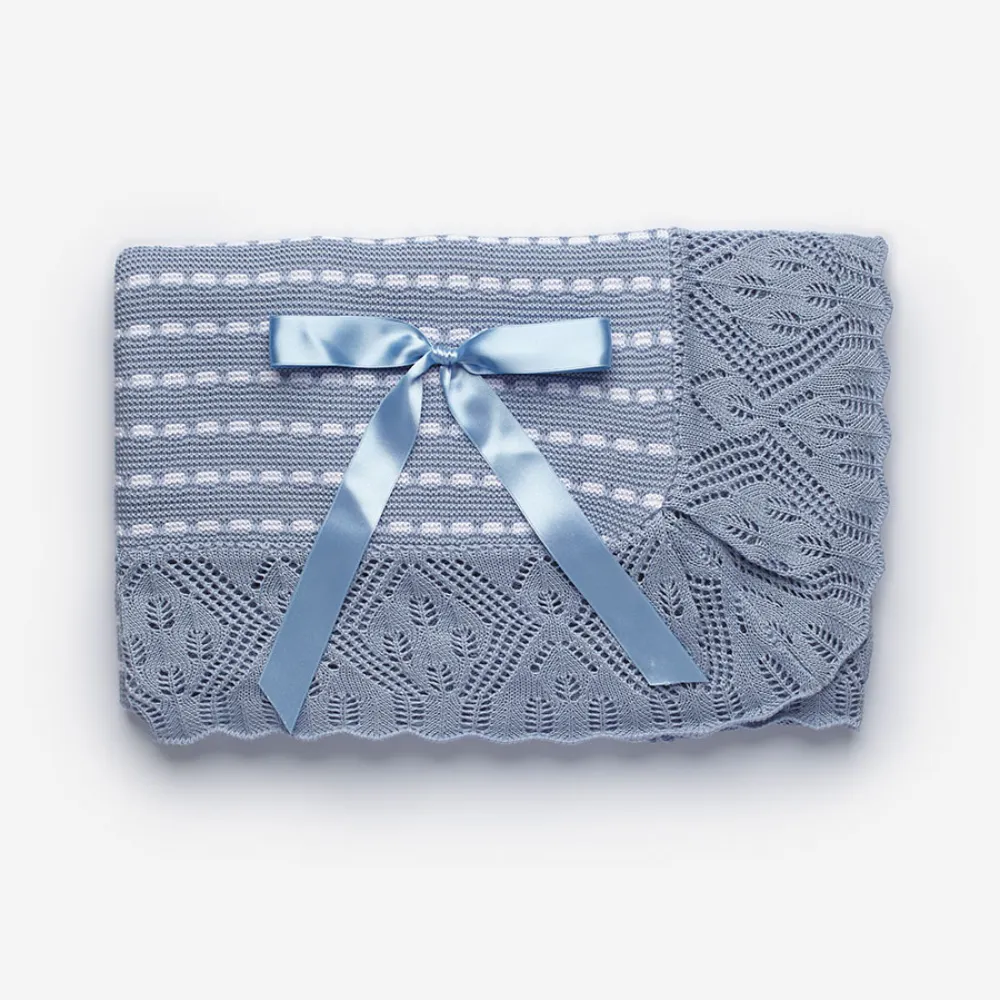 Juliana Blue & White Knitted Blanket