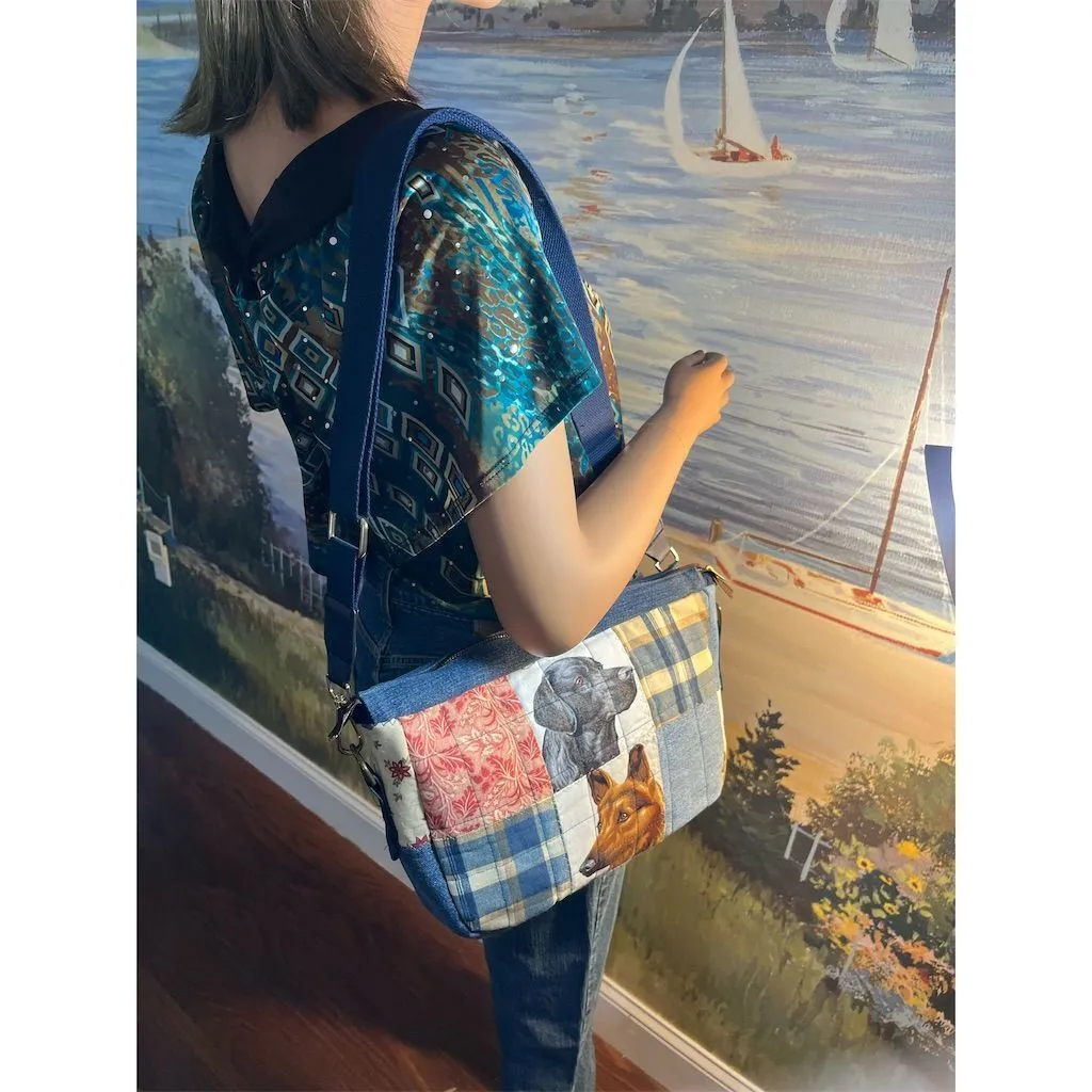 Lidia’s Bags Women's Multicolor Patchwork Dog Motif Shoulder Bag (B903)