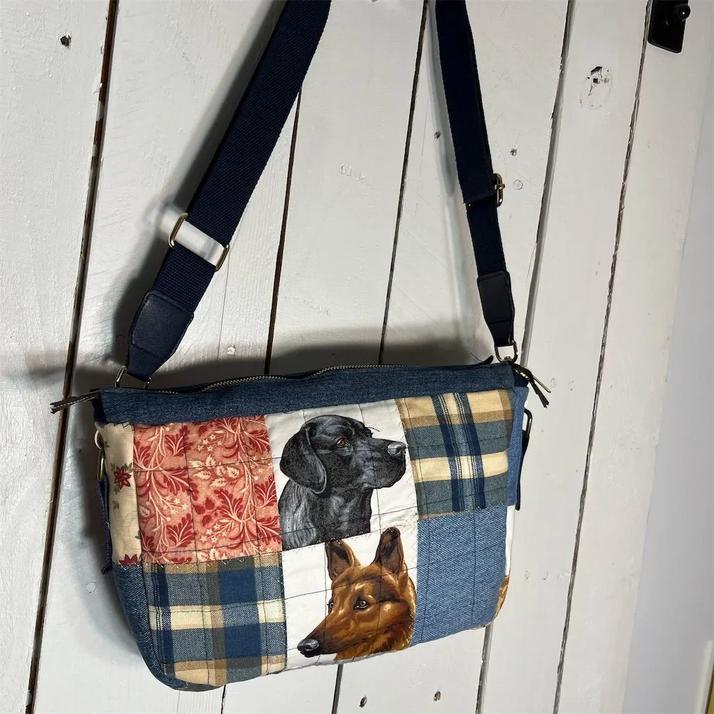 Lidia’s Bags Women's Multicolor Patchwork Dog Motif Shoulder Bag (B903)