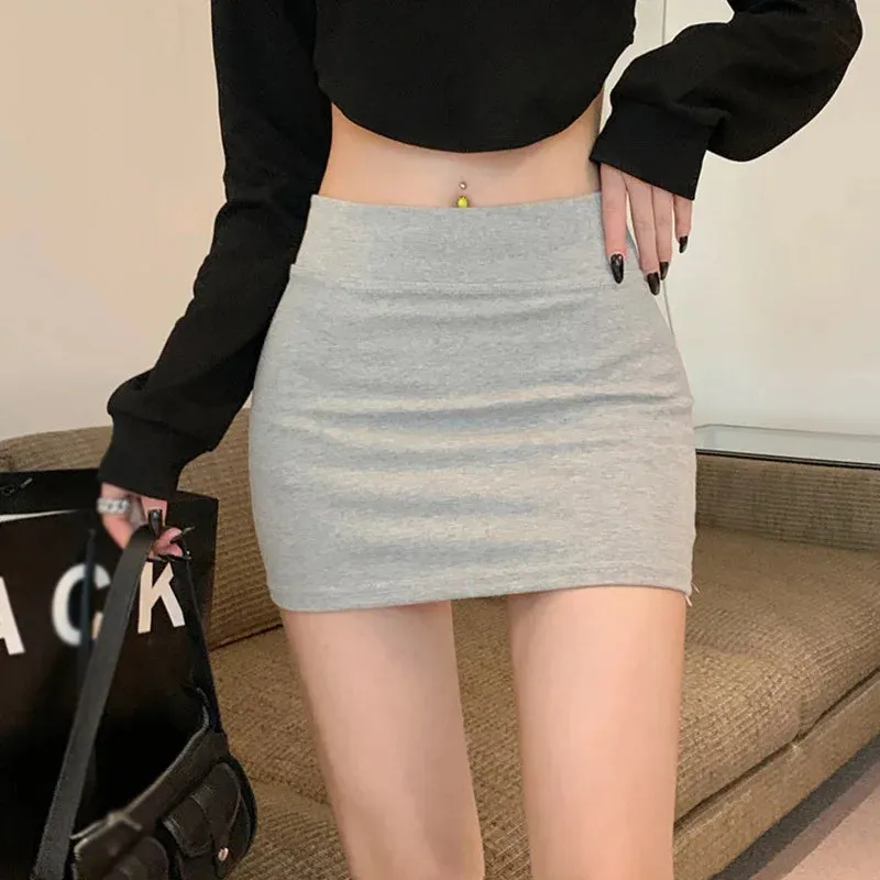LVSANW Women Solid High Waist Skirt Versatile Elastic Hip Wrap Skirt  A-line Elegant Mini Skirt Slim All-match Chic Simple Short Skirt