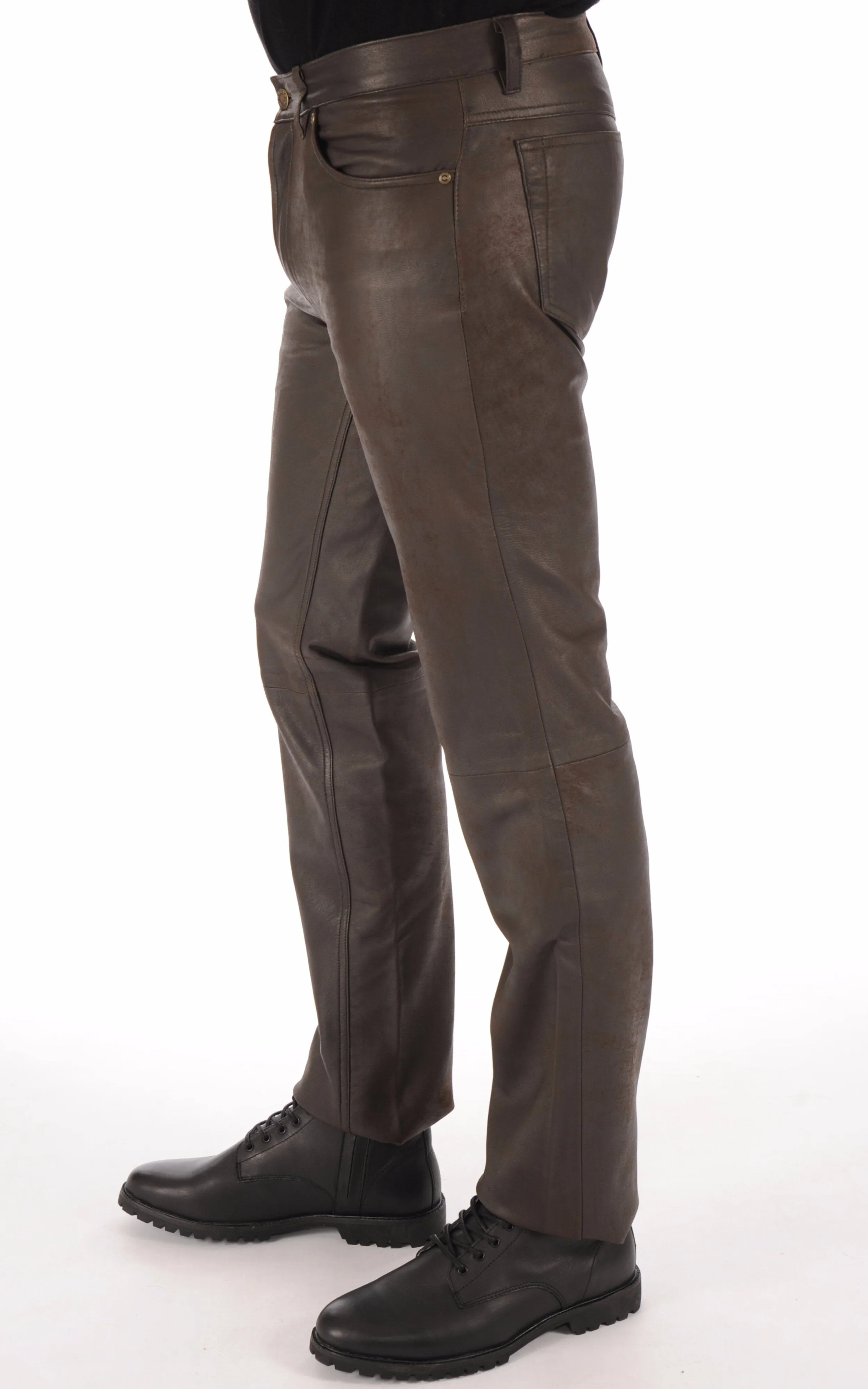 Maddox Mens Leather Pants | Chocolate