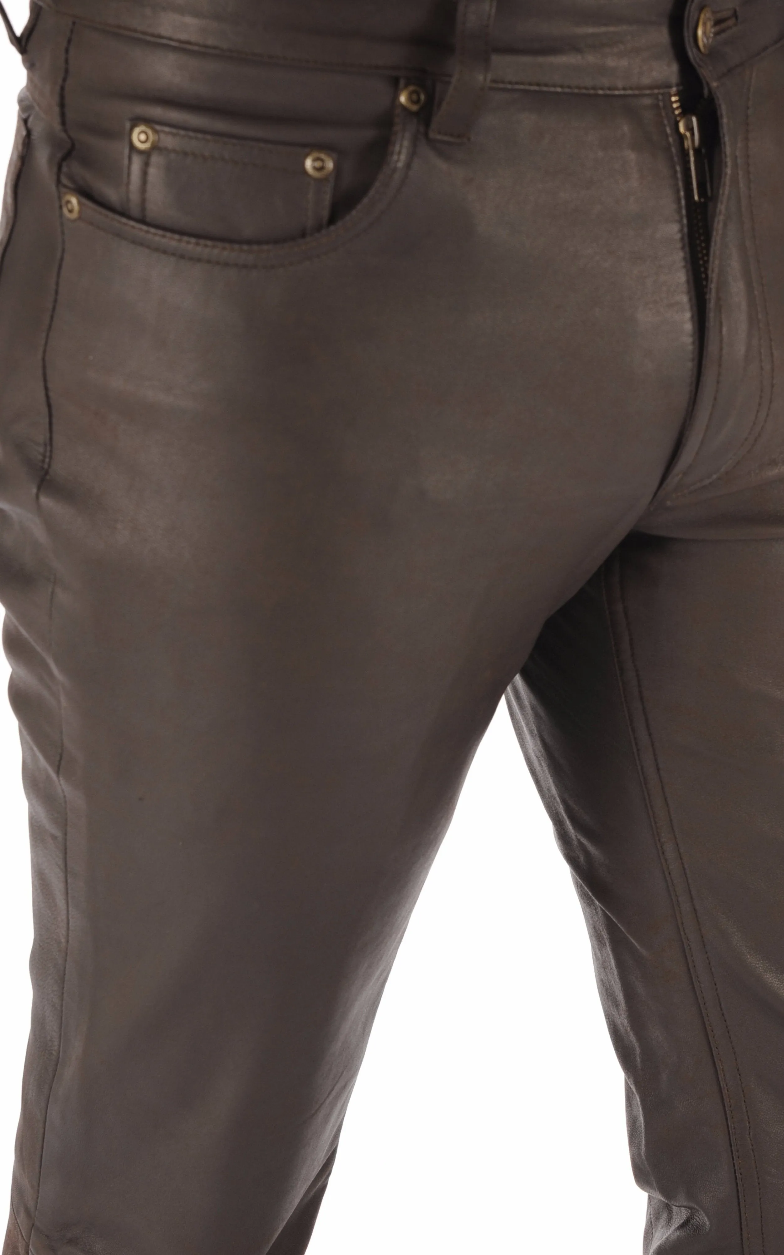 Maddox Mens Leather Pants | Chocolate