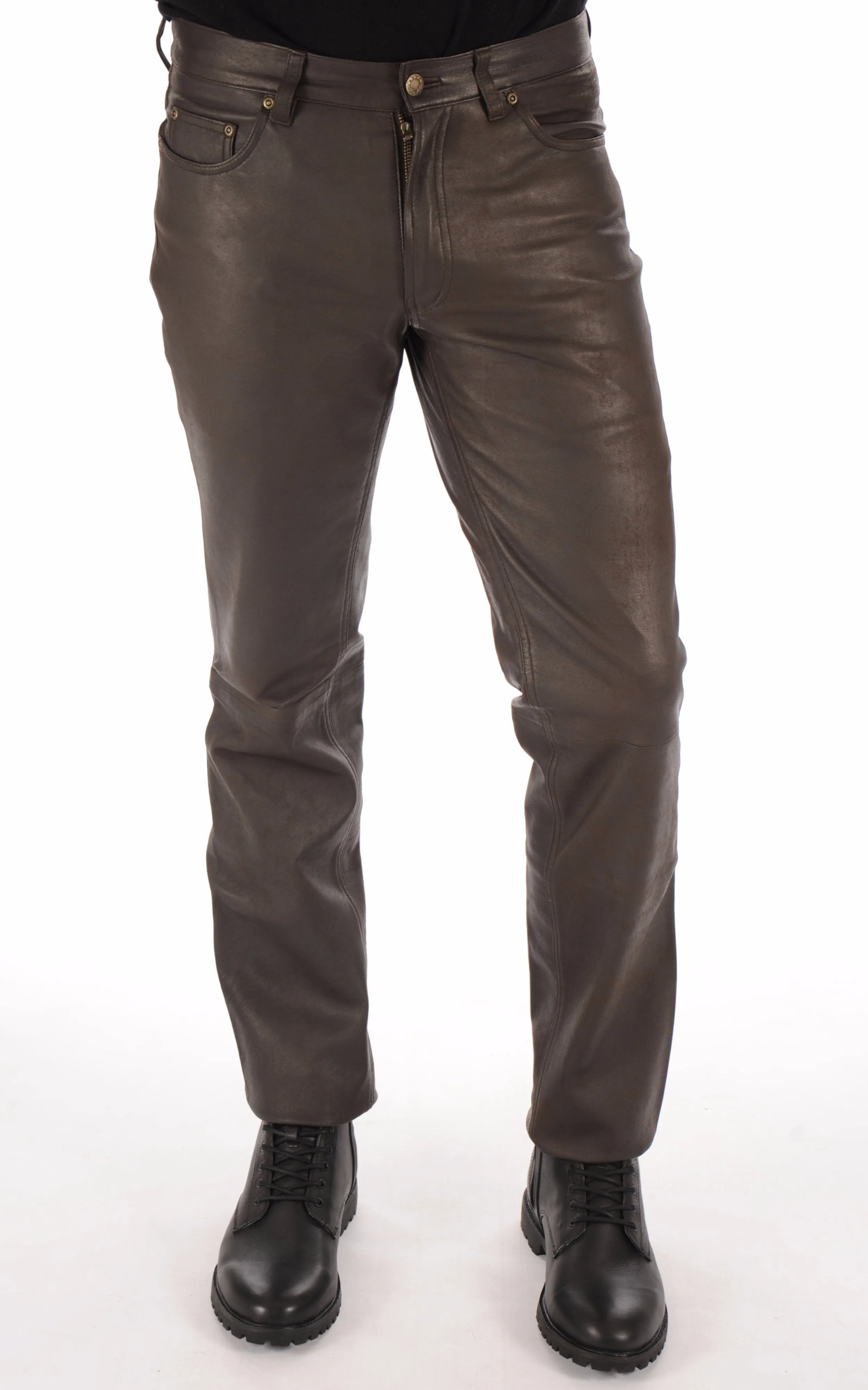 Maddox Mens Leather Pants | Chocolate