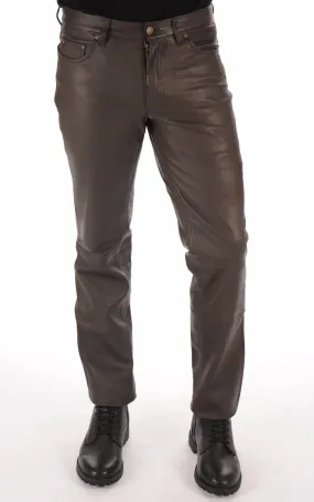 Maddox Mens Leather Pants | Chocolate