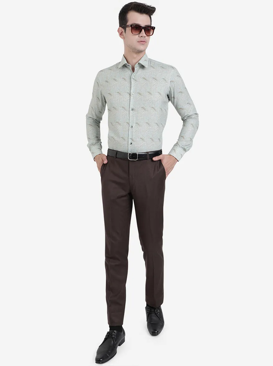 Pista Green Printed Slim Fit Party Wear Shirt | JB Studio