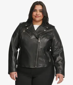 Plus Size Madeline Asymmetrical Leather Jacket