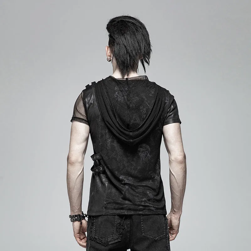 Punk Print Short Sleeve Hooded T-shirt WT-560TDM