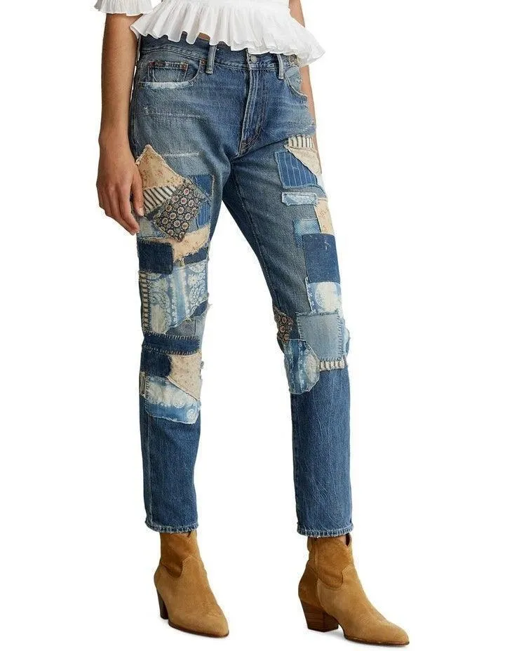 Ralph Lauren 'Avery Boyfriend' Patchwork Denim Jeans - Size 31