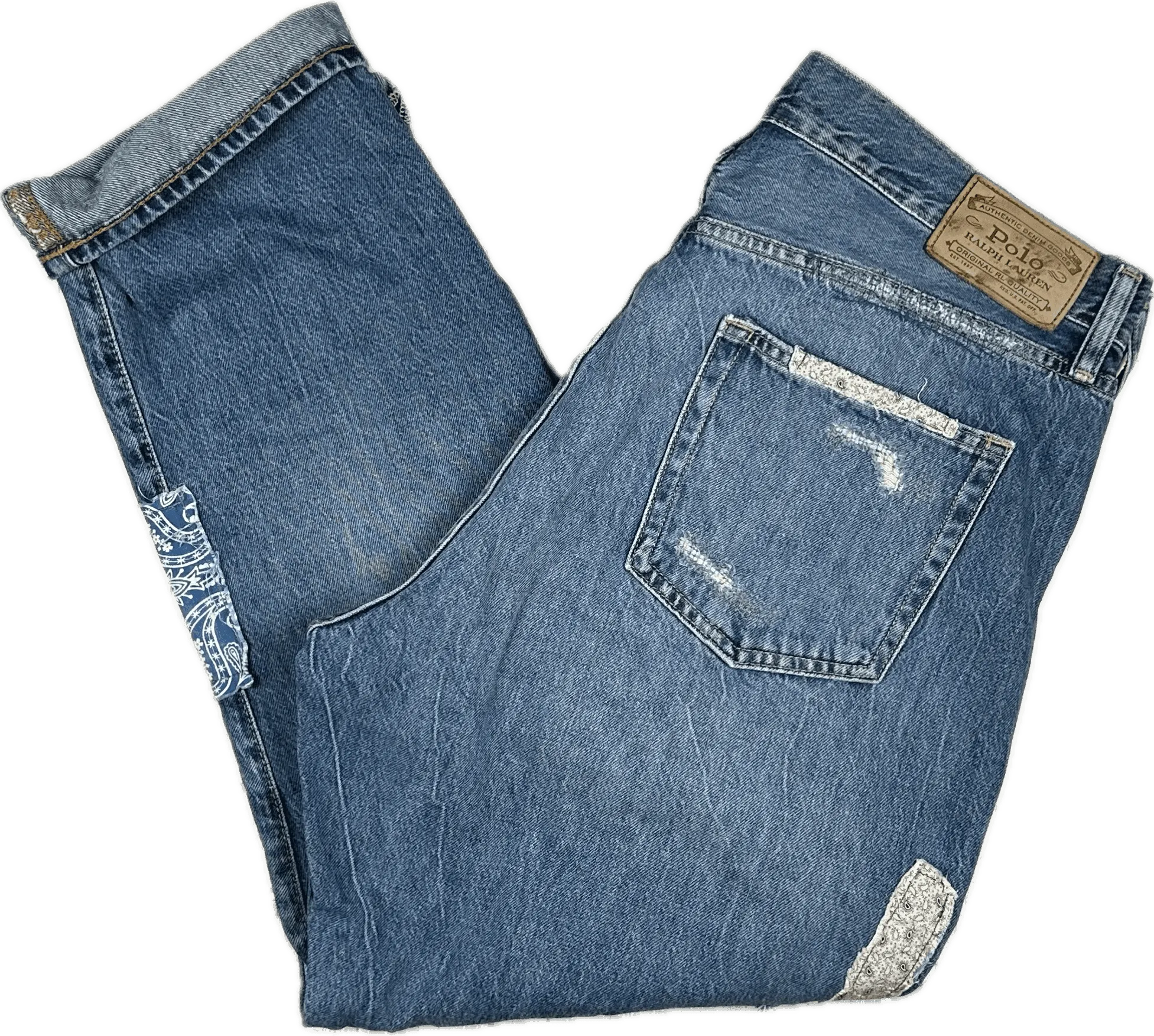 Ralph Lauren 'Avery Boyfriend' Patchwork Denim Jeans - Size 31