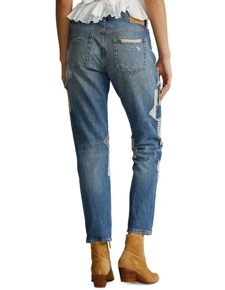 Ralph Lauren 'Avery Boyfriend' Patchwork Denim Jeans - Size 31