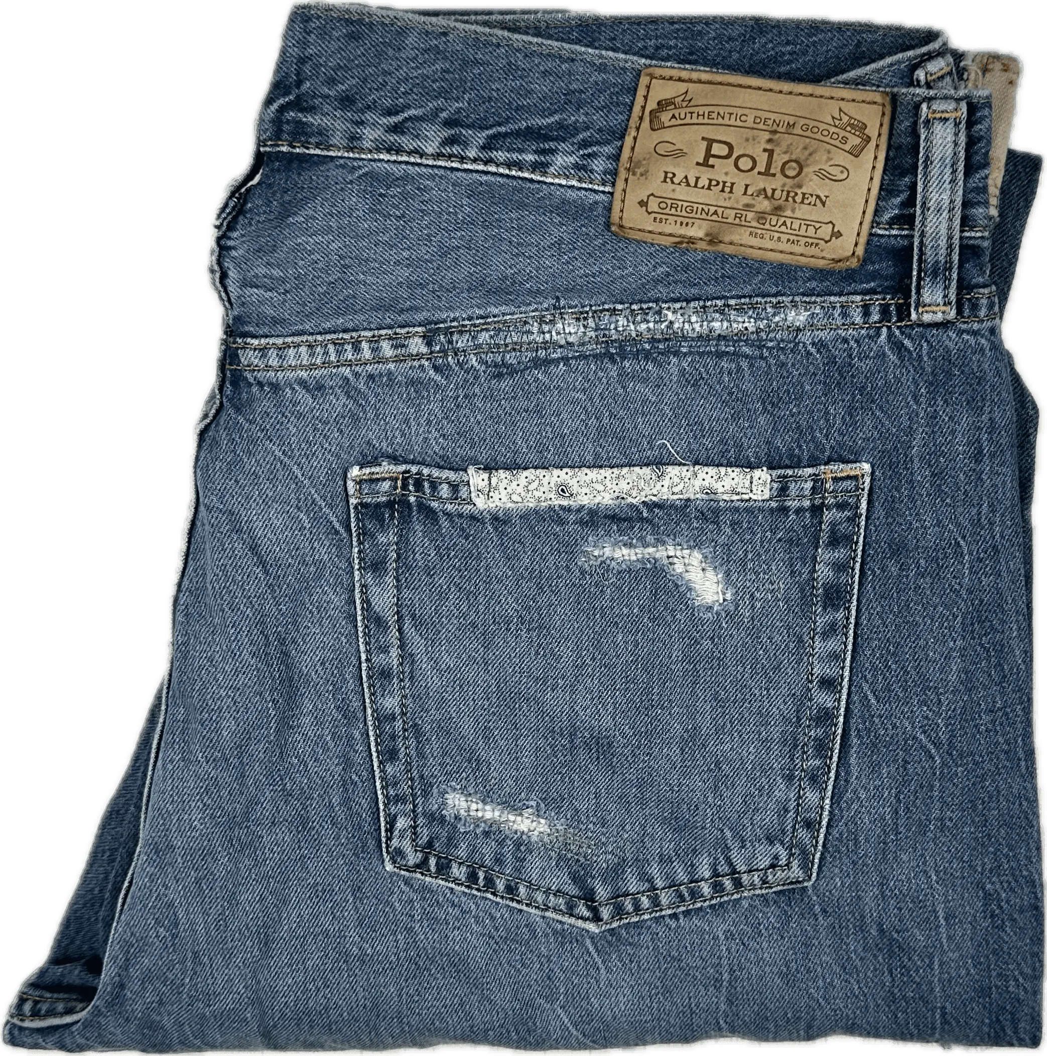 Ralph Lauren 'Avery Boyfriend' Patchwork Denim Jeans - Size 31