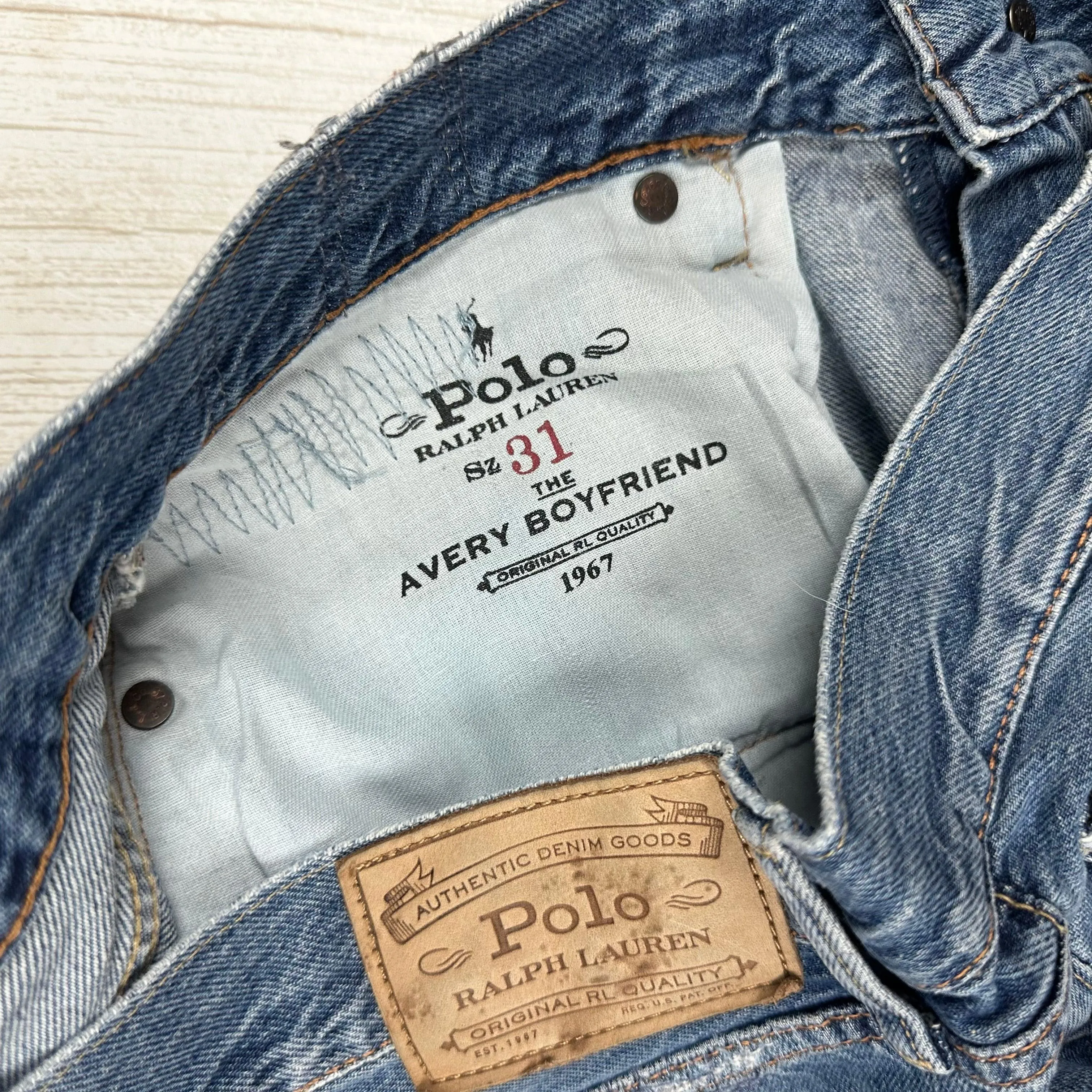 Ralph Lauren 'Avery Boyfriend' Patchwork Denim Jeans - Size 31
