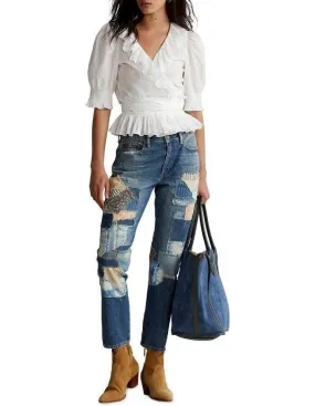 Ralph Lauren 'Avery Boyfriend' Patchwork Denim Jeans - Size 31