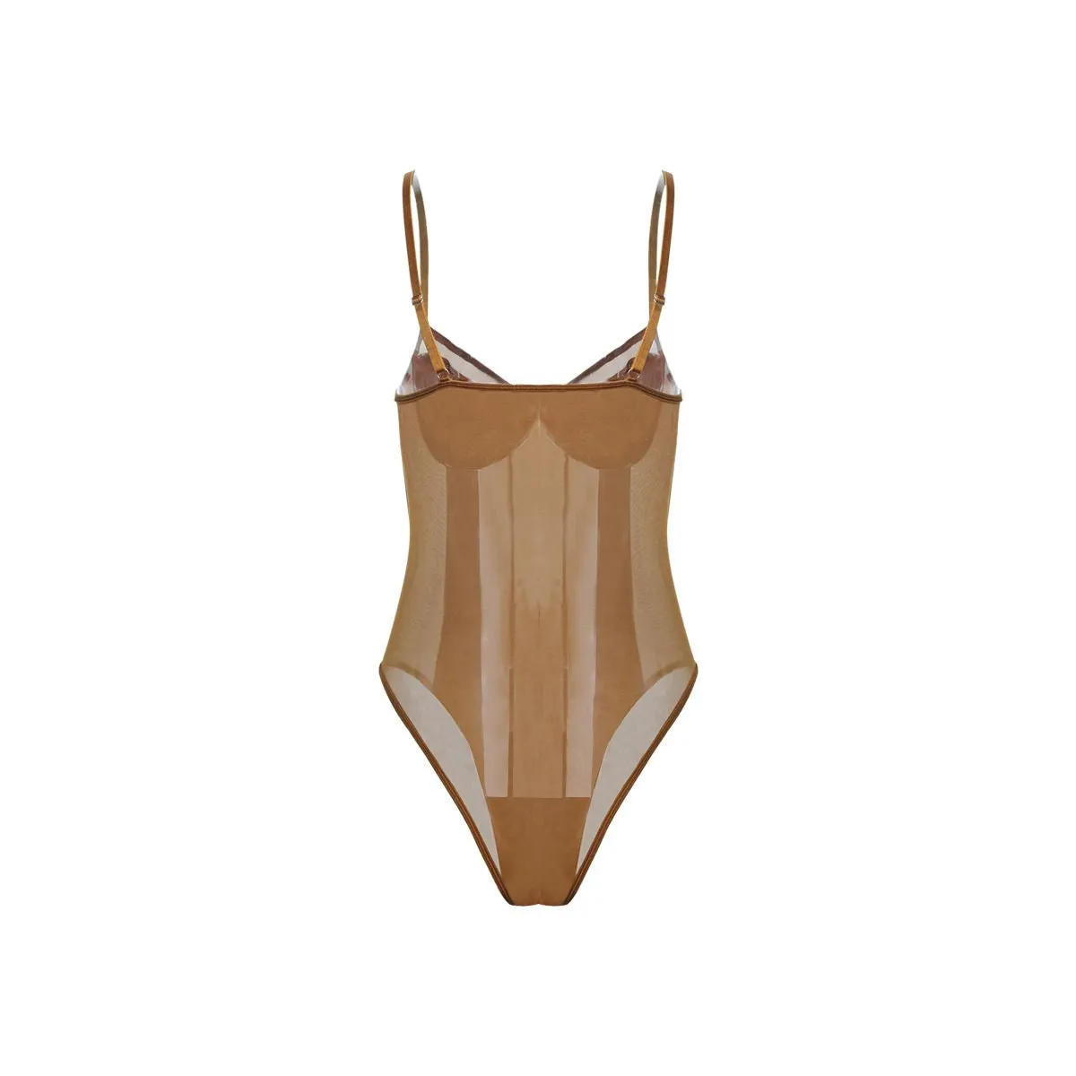 Sexy Striped Seethrough Mesh Lace Underwired Sleeveless Bodysuit