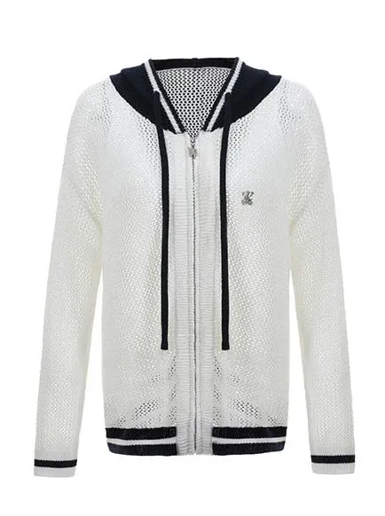 Sheer Zip Mesh Knit Short/Long Hoodie