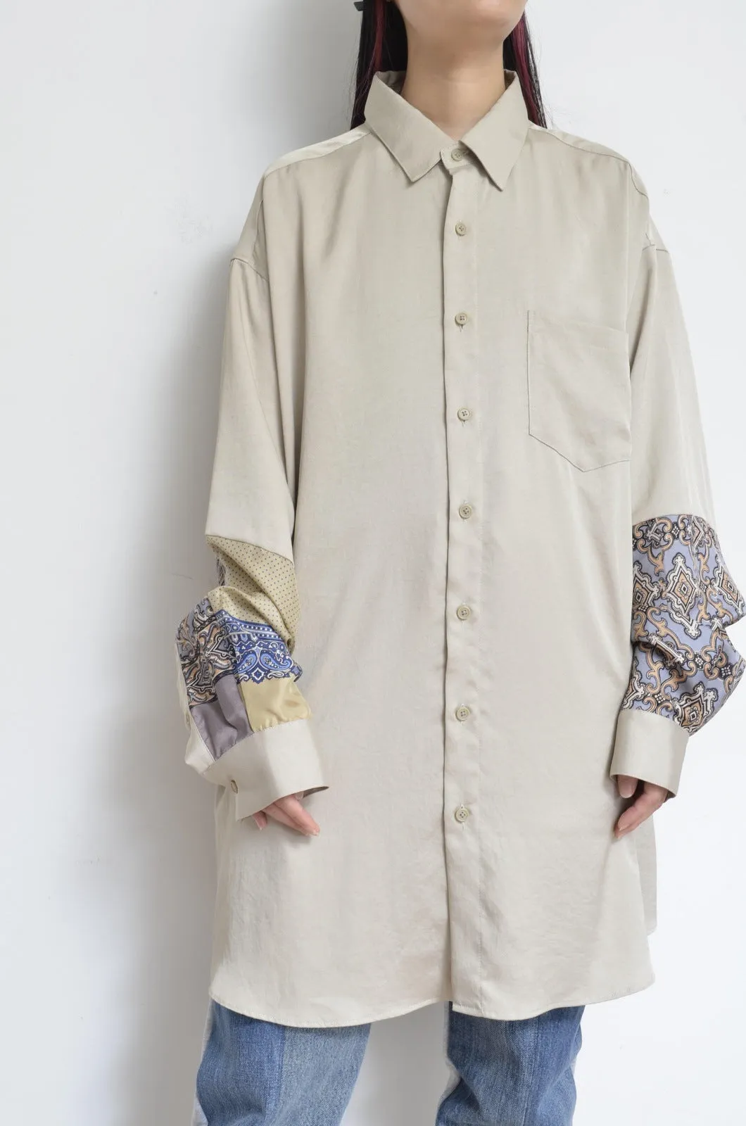 SILKY TWILL SHIRTS(PRINT) BEG/02