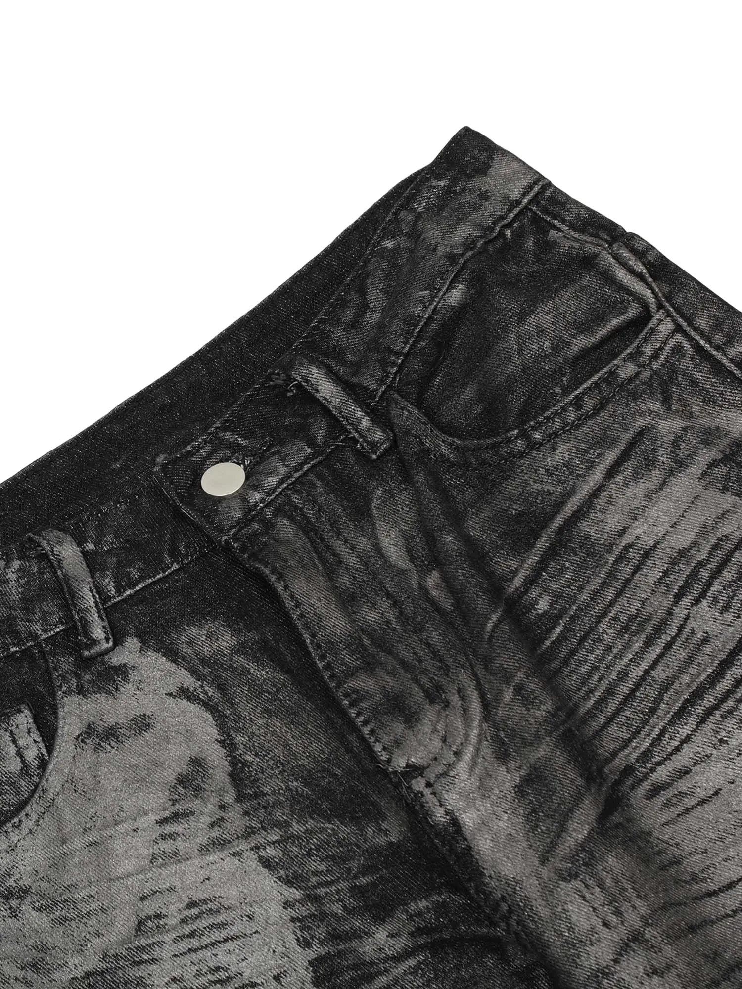 Sneakerhill Heavy Washed Ink Splash Graffiti Hip-Hop Jeans