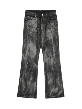 Sneakerhill Heavy Washed Ink Splash Graffiti Hip-Hop Jeans
