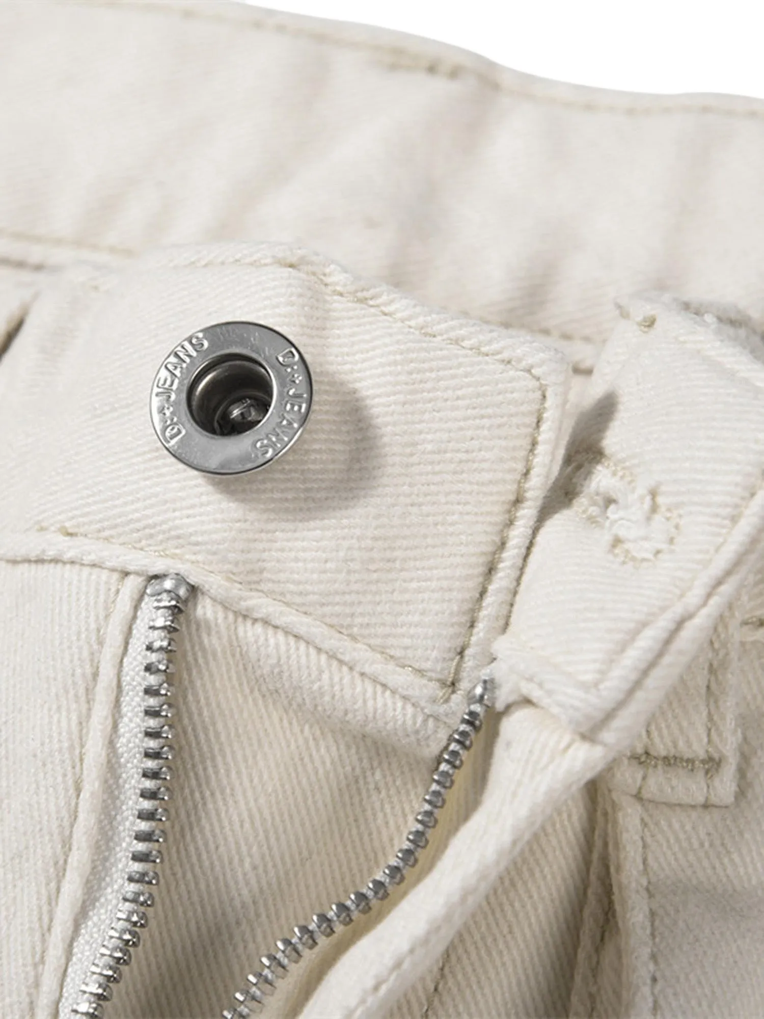 Sneakerhill High Street Zipper Patchwork Pocket Denim Pants