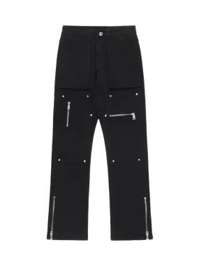 Sneakerhill High Street Zipper Patchwork Pocket Denim Pants