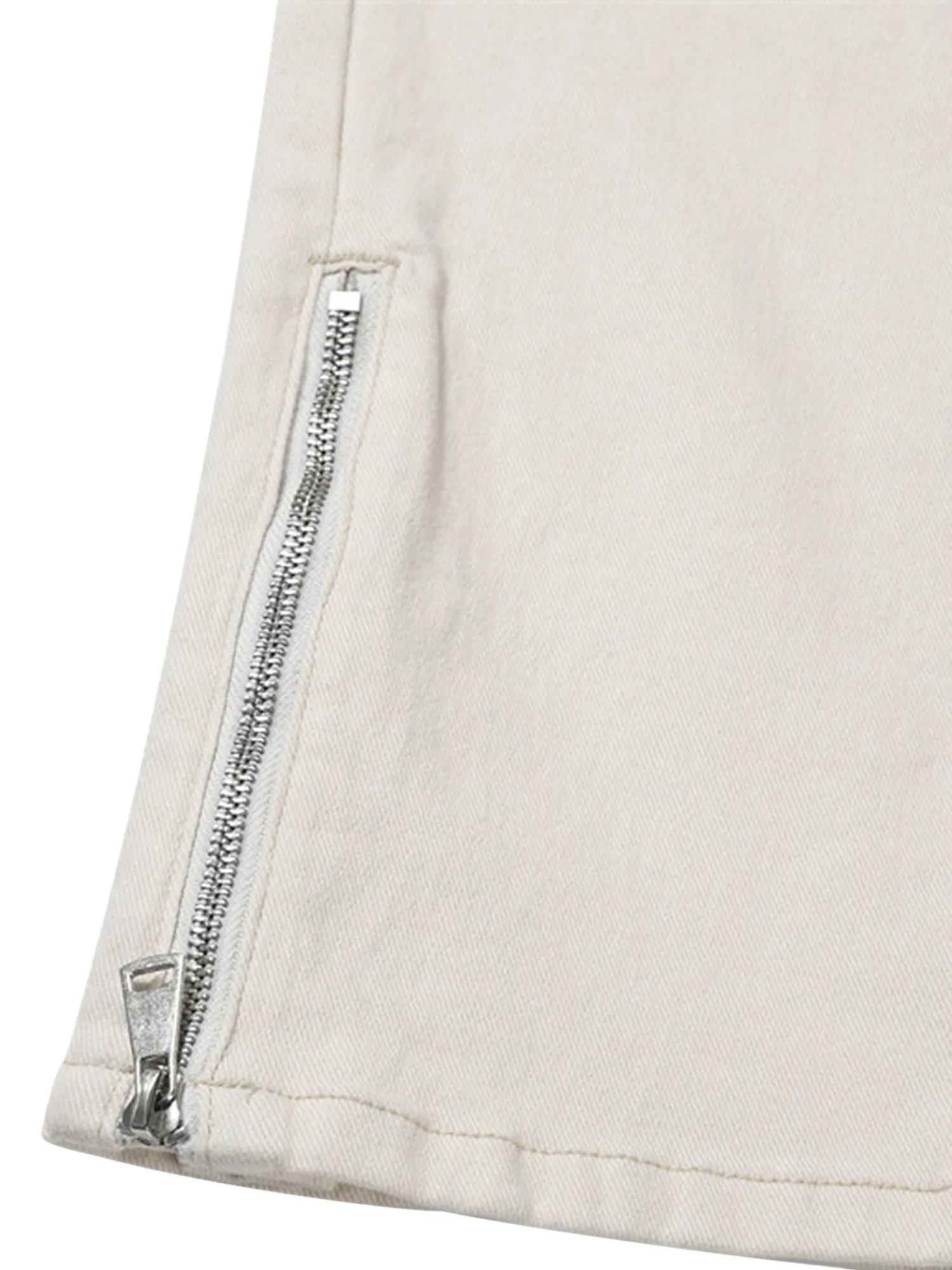 Sneakerhill High Street Zipper Patchwork Pocket Denim Pants