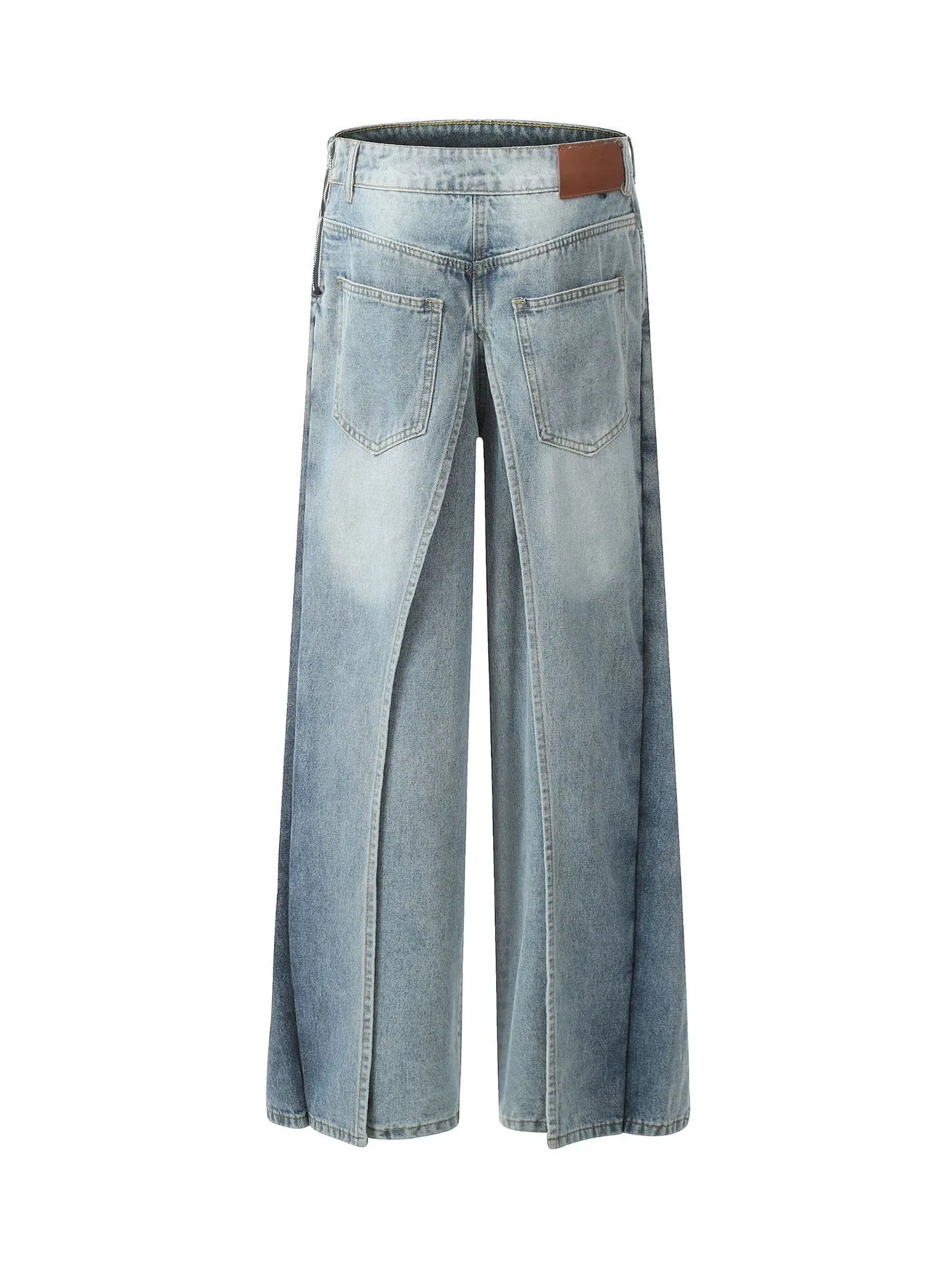 Sneakerhill Reverse Design Patchwork Washed Jeans - 2189