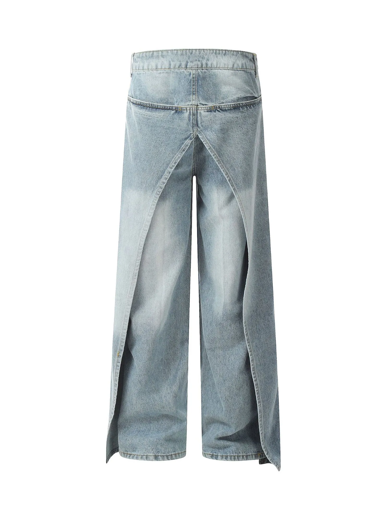 Sneakerhill Reverse Design Patchwork Washed Jeans - 2189