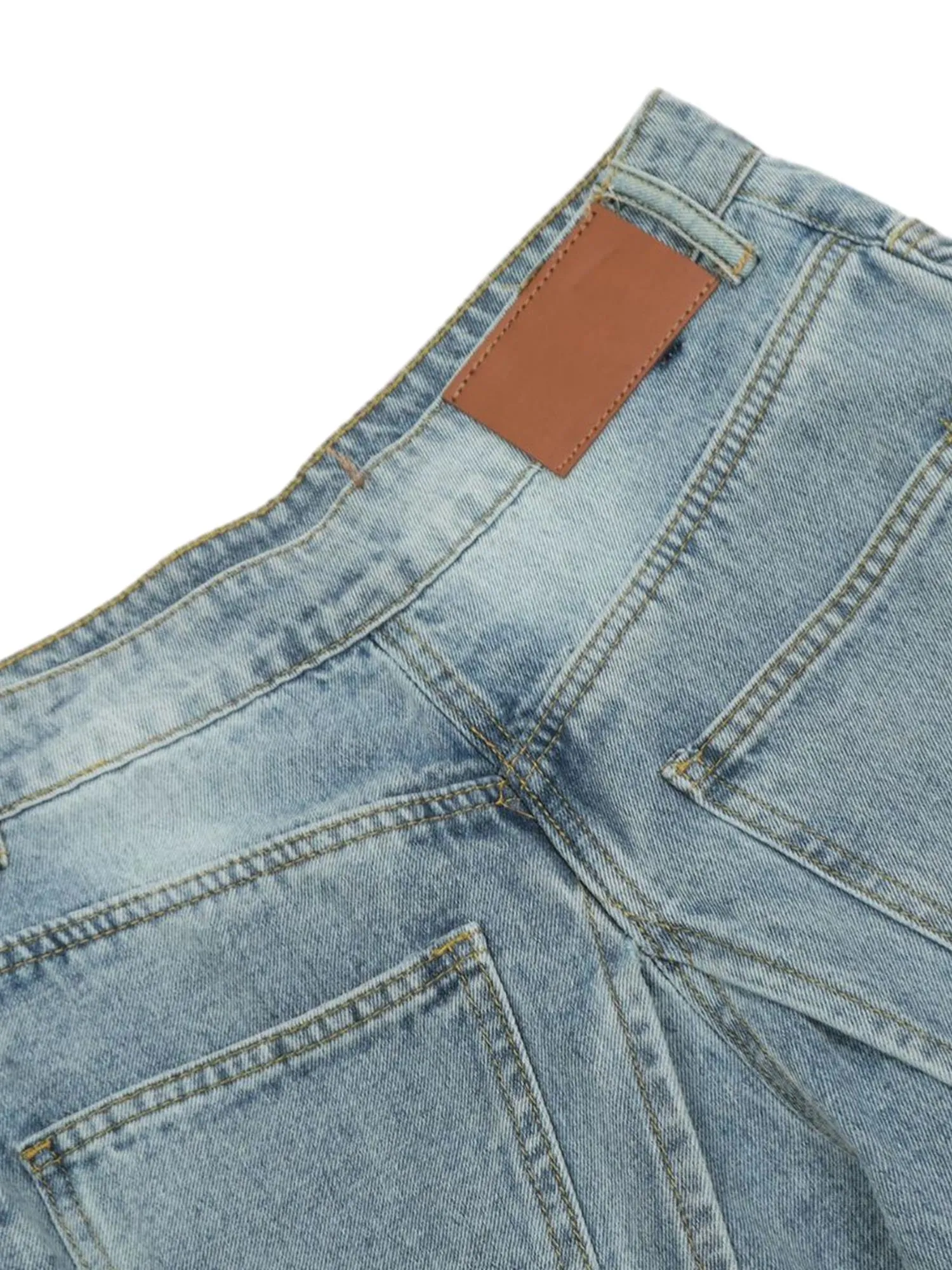 Sneakerhill Reverse Design Patchwork Washed Jeans - 2189