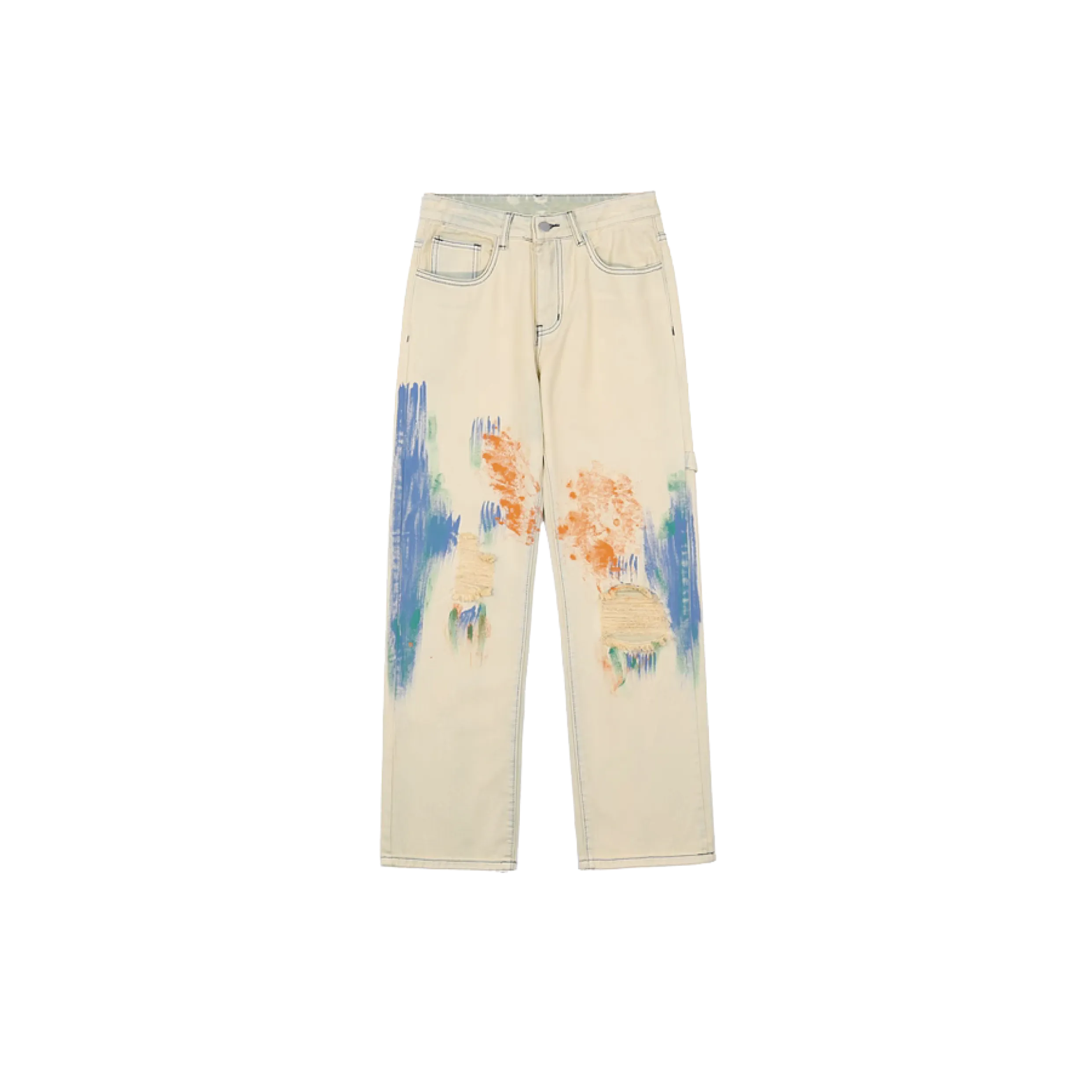 Splashed Ink Ripped Jeans
