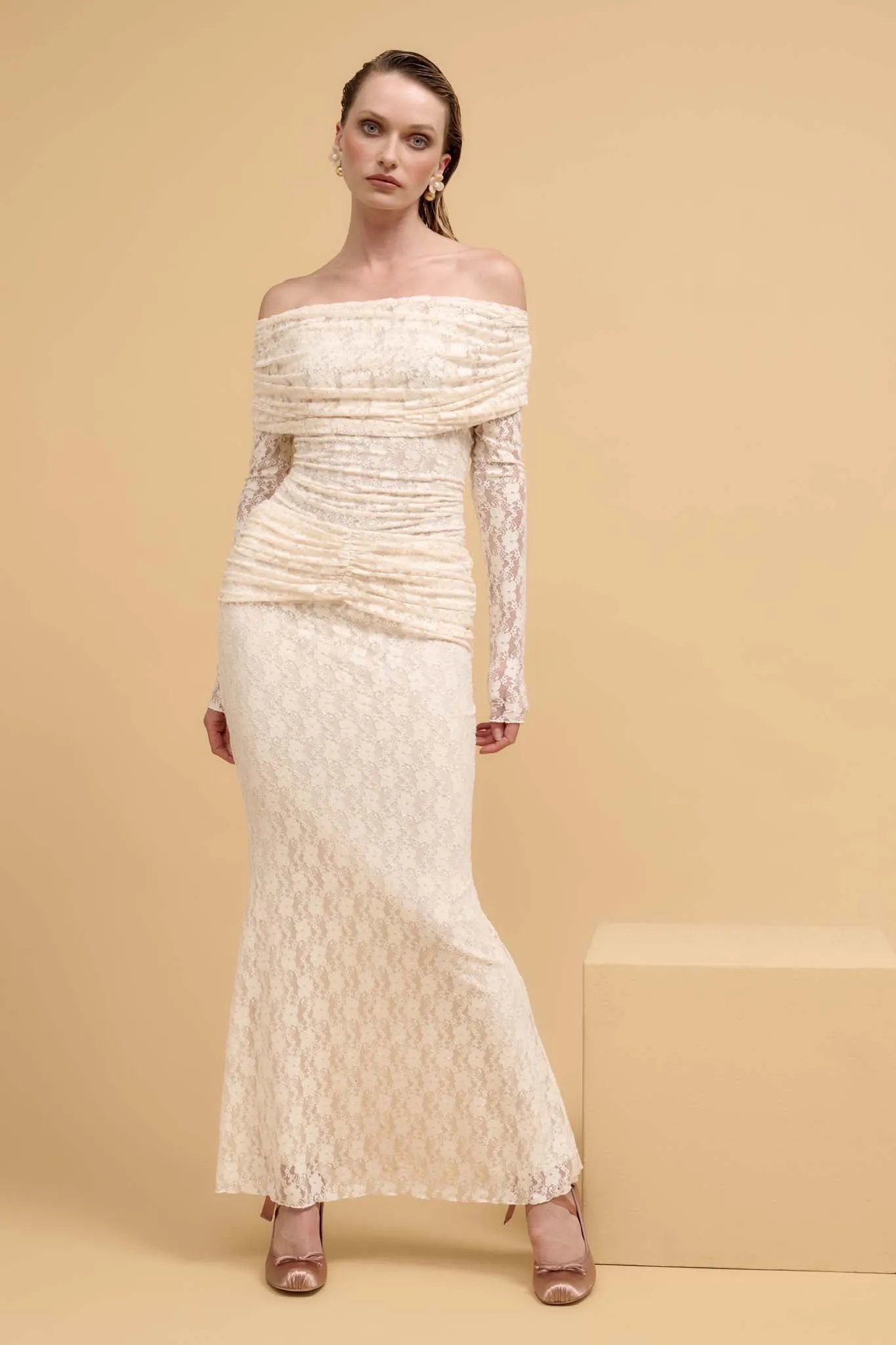 Under the Stars Studded Lace Mermaid Maxi Skirt