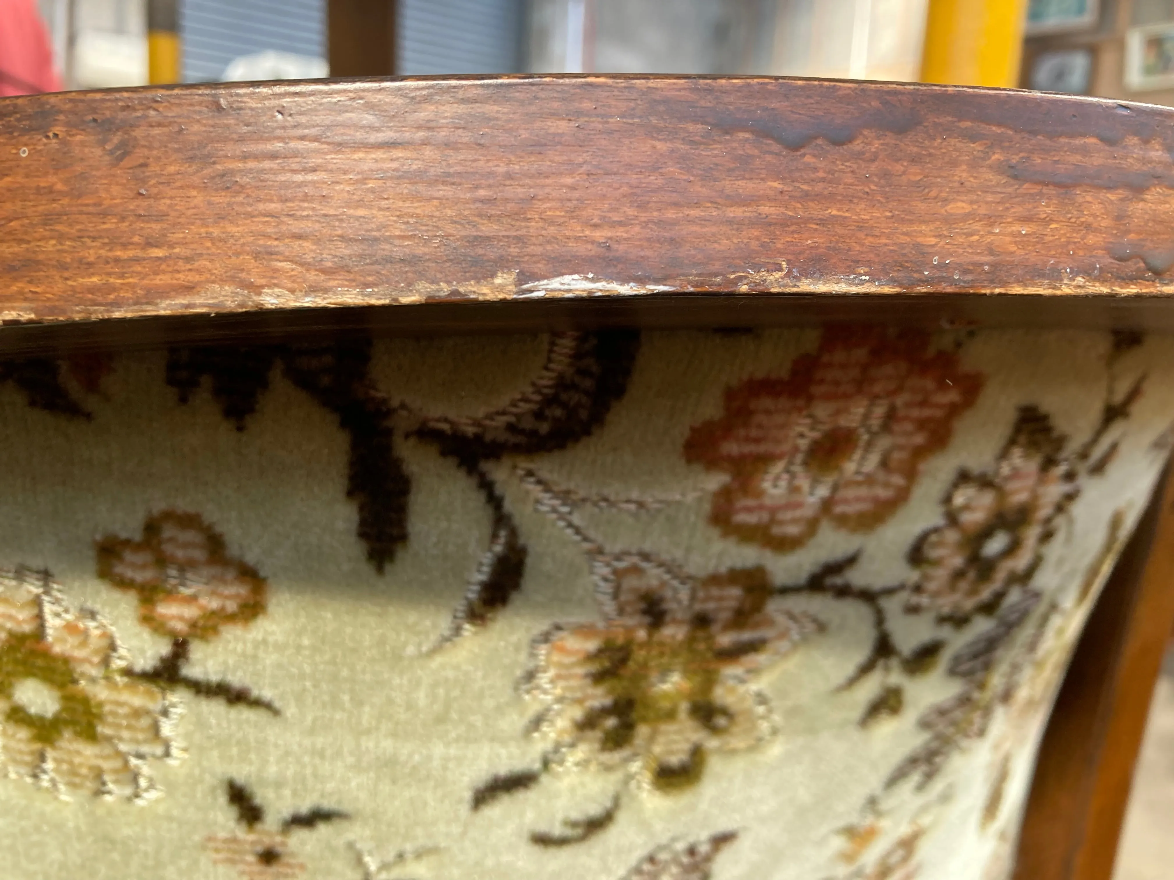 Vintage studded tub chair with floral fabric